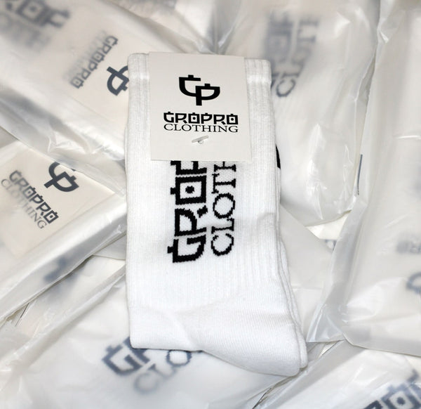 GROPRO CLOTHING ATHLETIC CREW SOCK FOLDED WITH HEADER CARD.