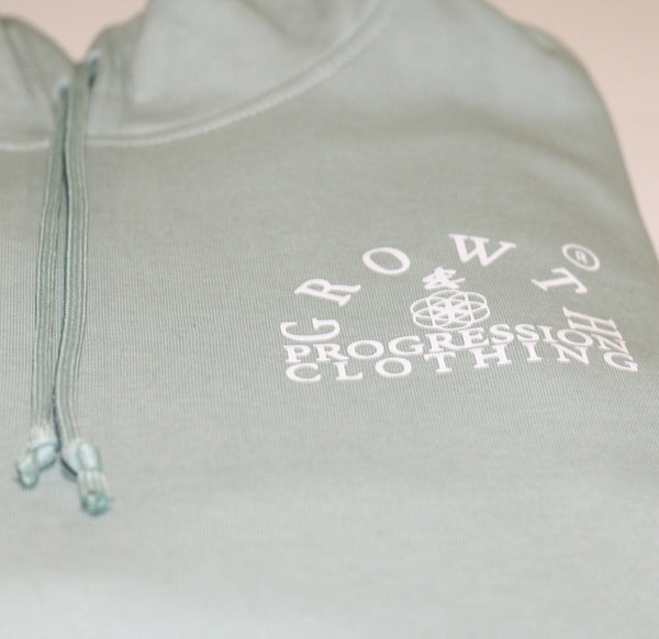 Growth & Progression Arch Logo on Sage Green Hoodie